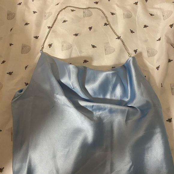 Blue Satin Crop Top - Picture 1 of 3